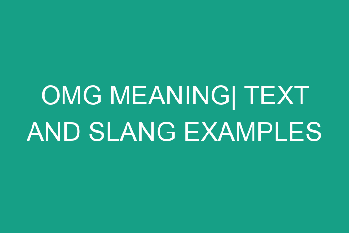 OMG meaning| Text and Slang examples