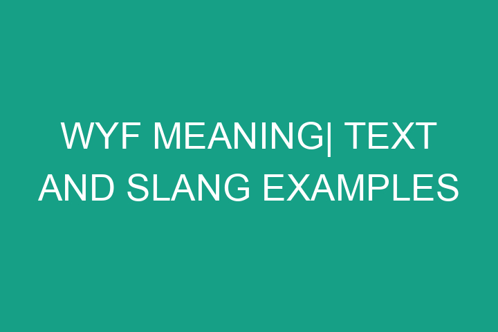 WYF meaning| Text and Slang examples