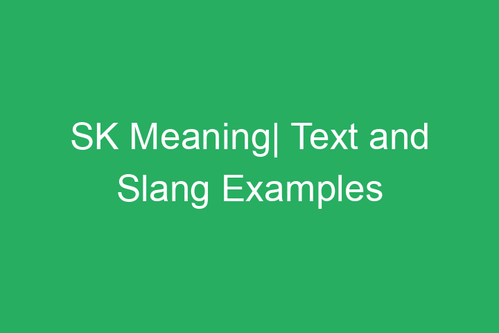SK Meaning| Text and Slang Examples
